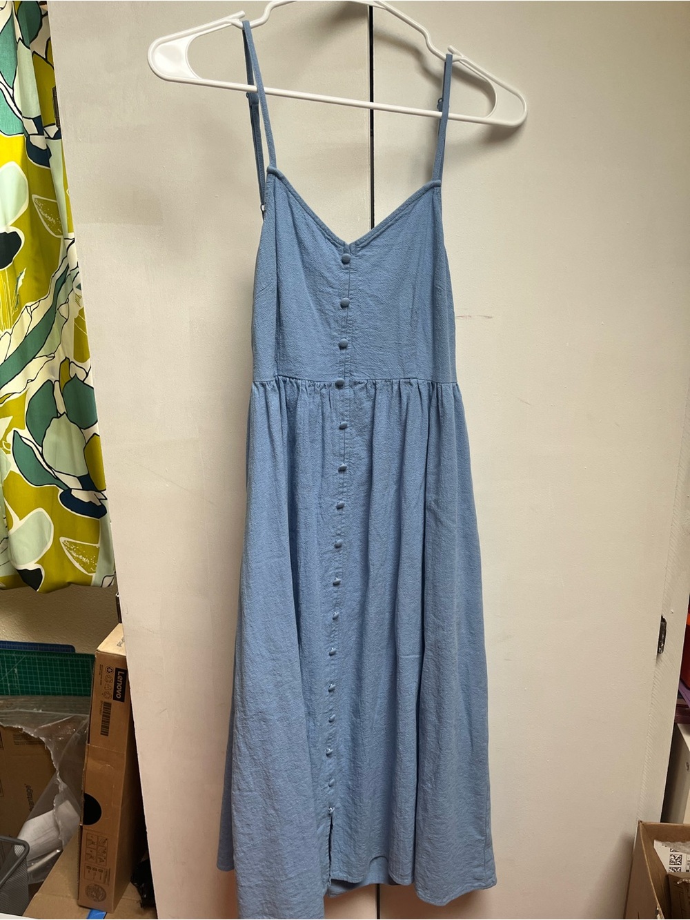 Universal Thread Light Blue Button-Front Midi Dress